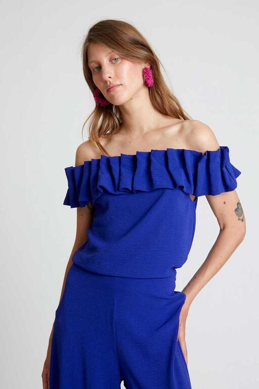 TOP VOLANT BLU