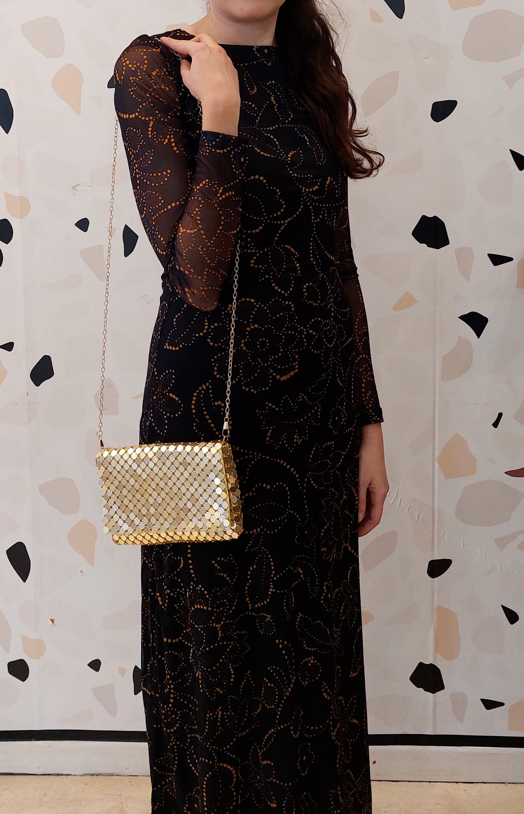 POCHETTE CON PAILLETTES ORO
