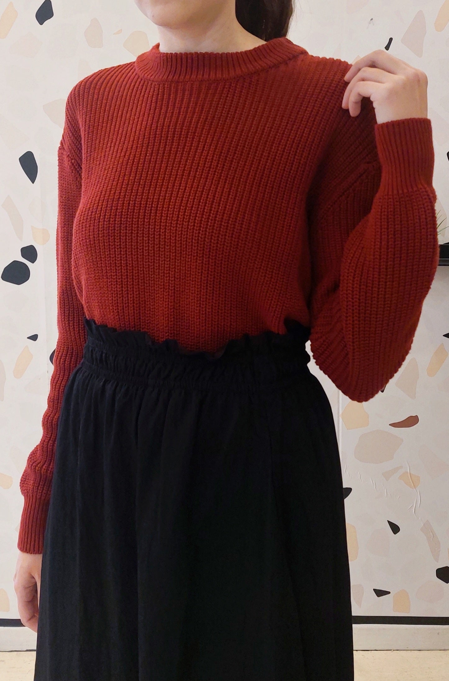MAGLIONE BORDEAUX IN COTONE BIOLOGICO