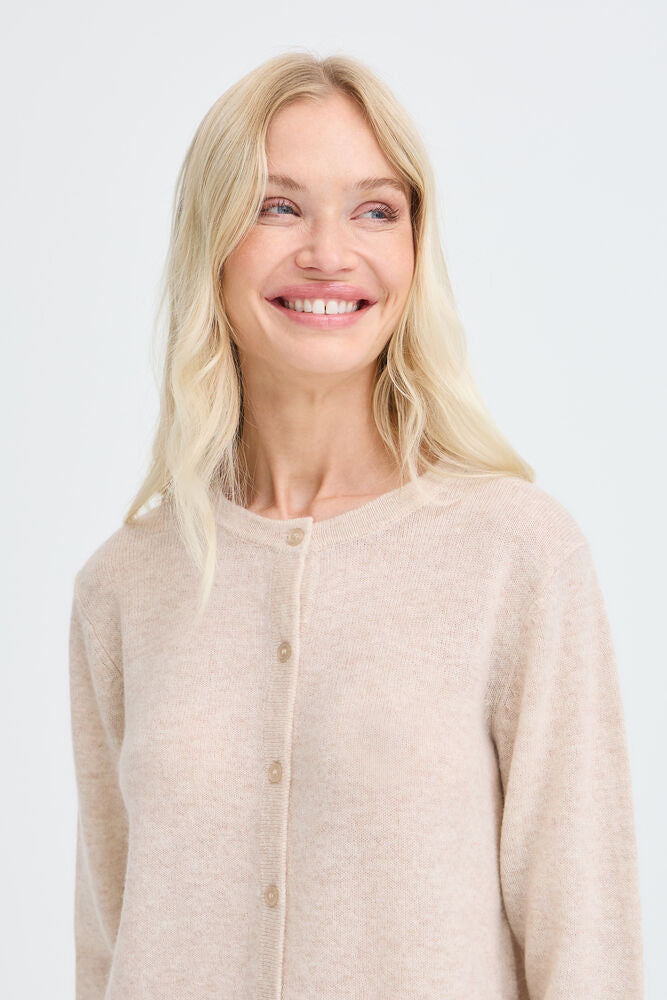 CARDIGAN IN LANA E CASHMERE NERO / CREMA