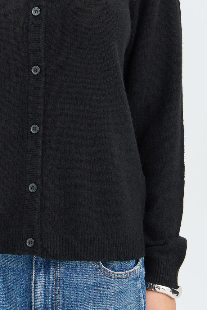 CARDIGAN IN LANA E CASHMERE NERO / CREMA