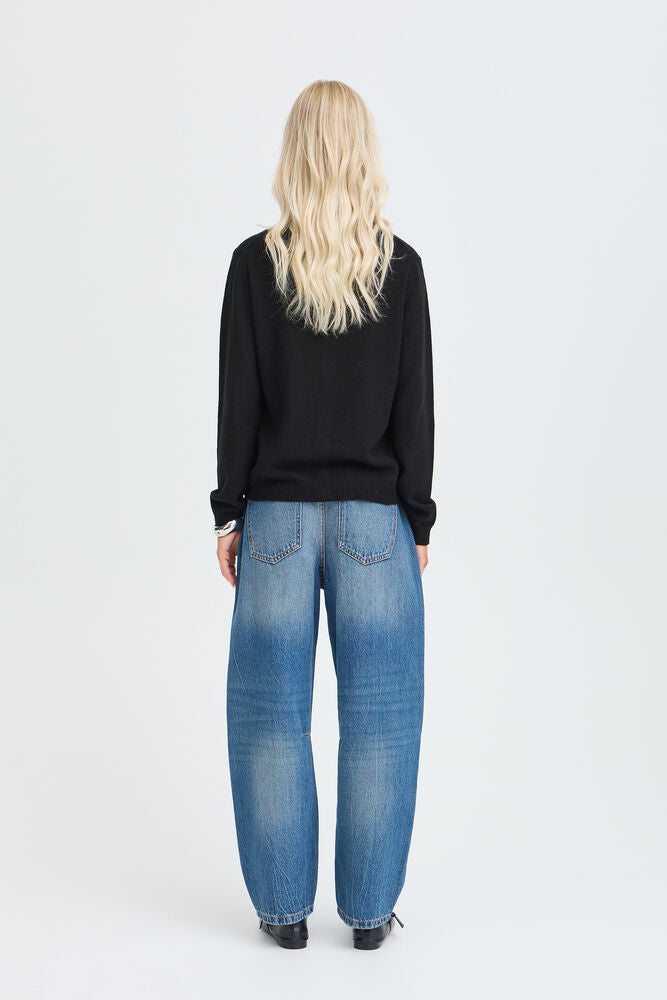 CARDIGAN IN LANA E CASHMERE NERO / CREMA