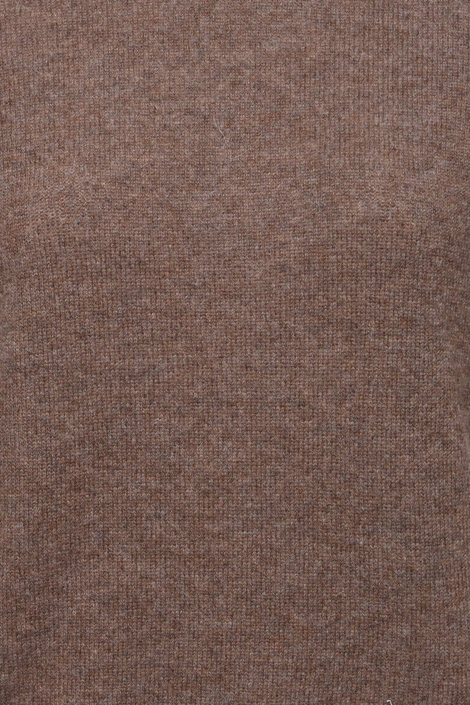 MAGLIA MARRONE IN LANA E CASHMERE A MANICA CORTA