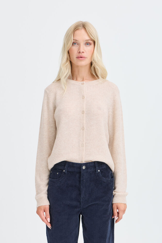 CARDIGAN IN LANA E CASHMERE NERO / CREMA