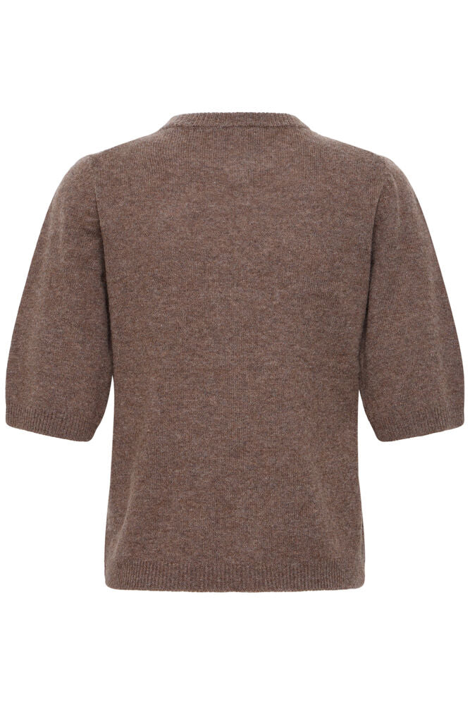MAGLIA MARRONE IN LANA E CASHMERE A MANICA CORTA