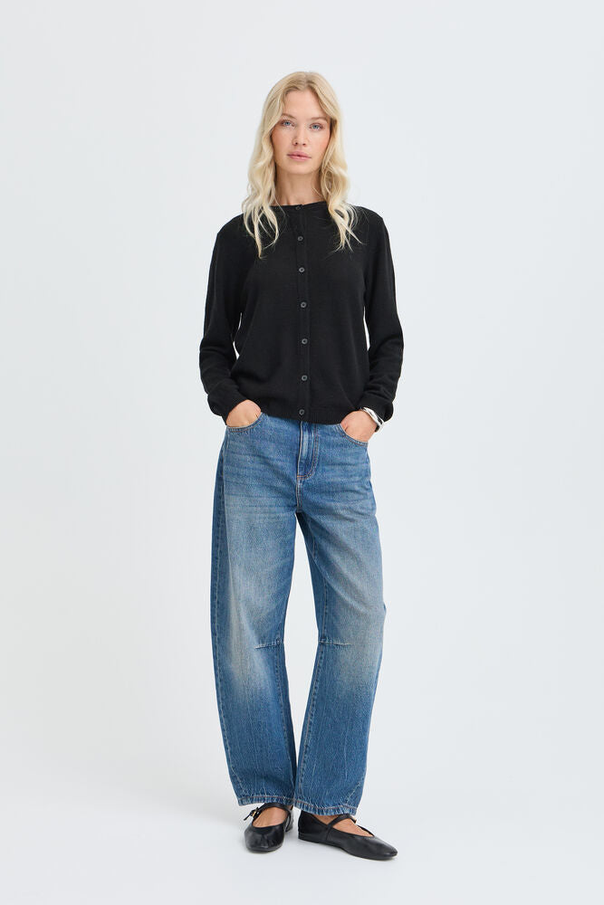 CARDIGAN IN LANA E CASHMERE NERO / CREMA