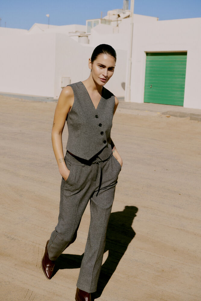 PANTALON GRIGI A VITA ALTA
