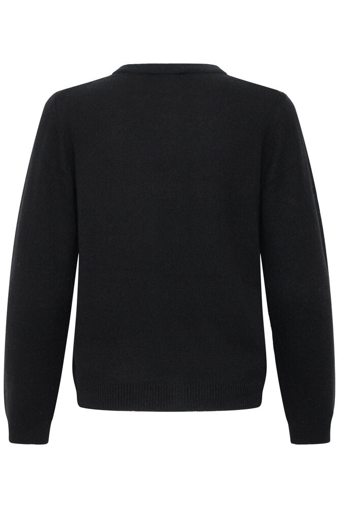 CARDIGAN IN LANA E CASHMERE NERO / CREMA