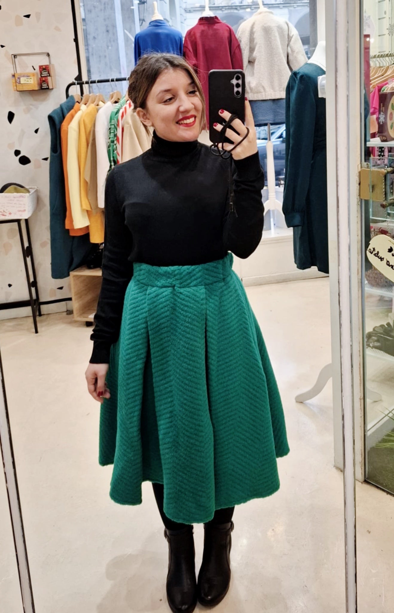 MAXI GONNA IN LANA VERDE