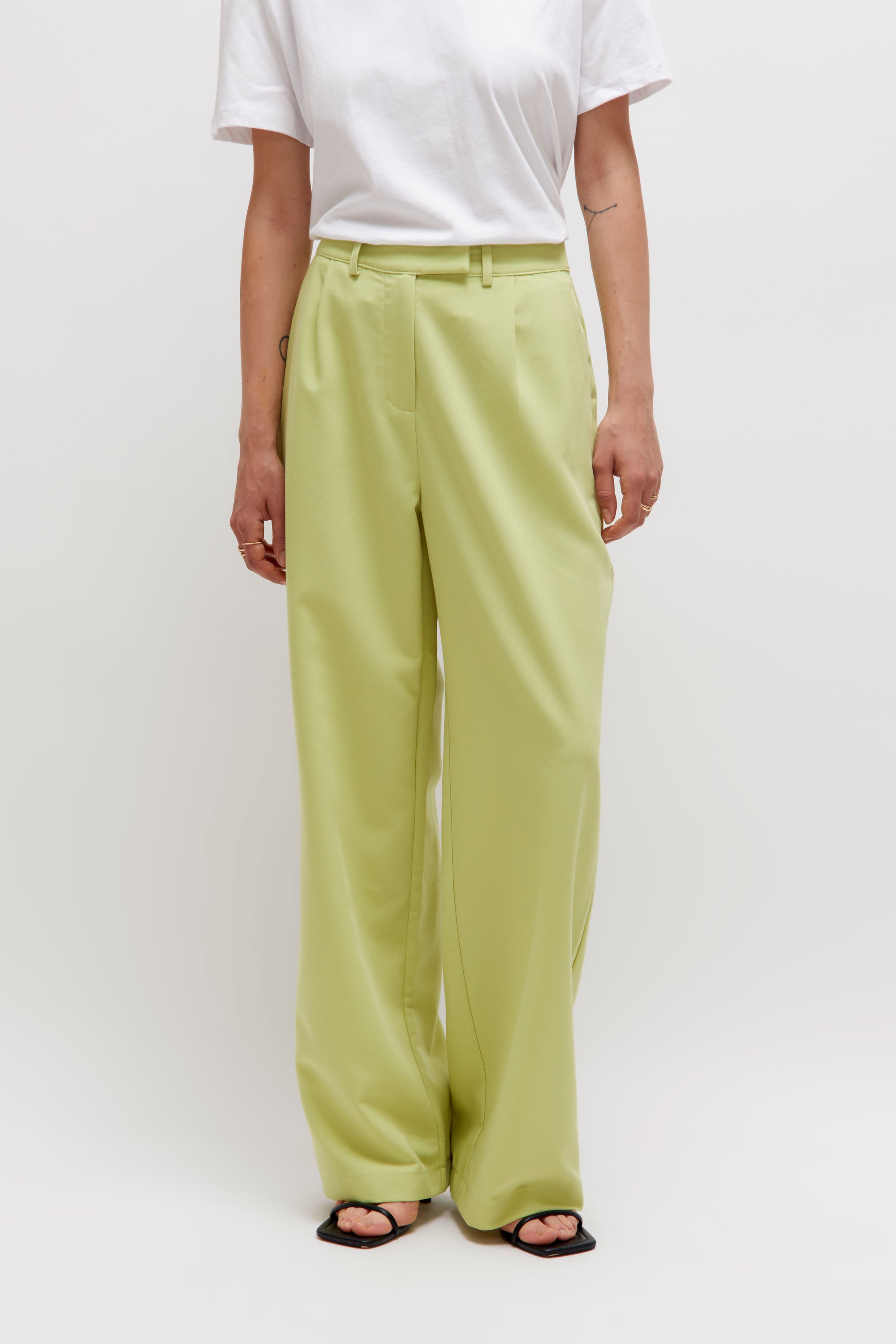PANTALONI A PALAZZO COLOR VERDE CHIARO