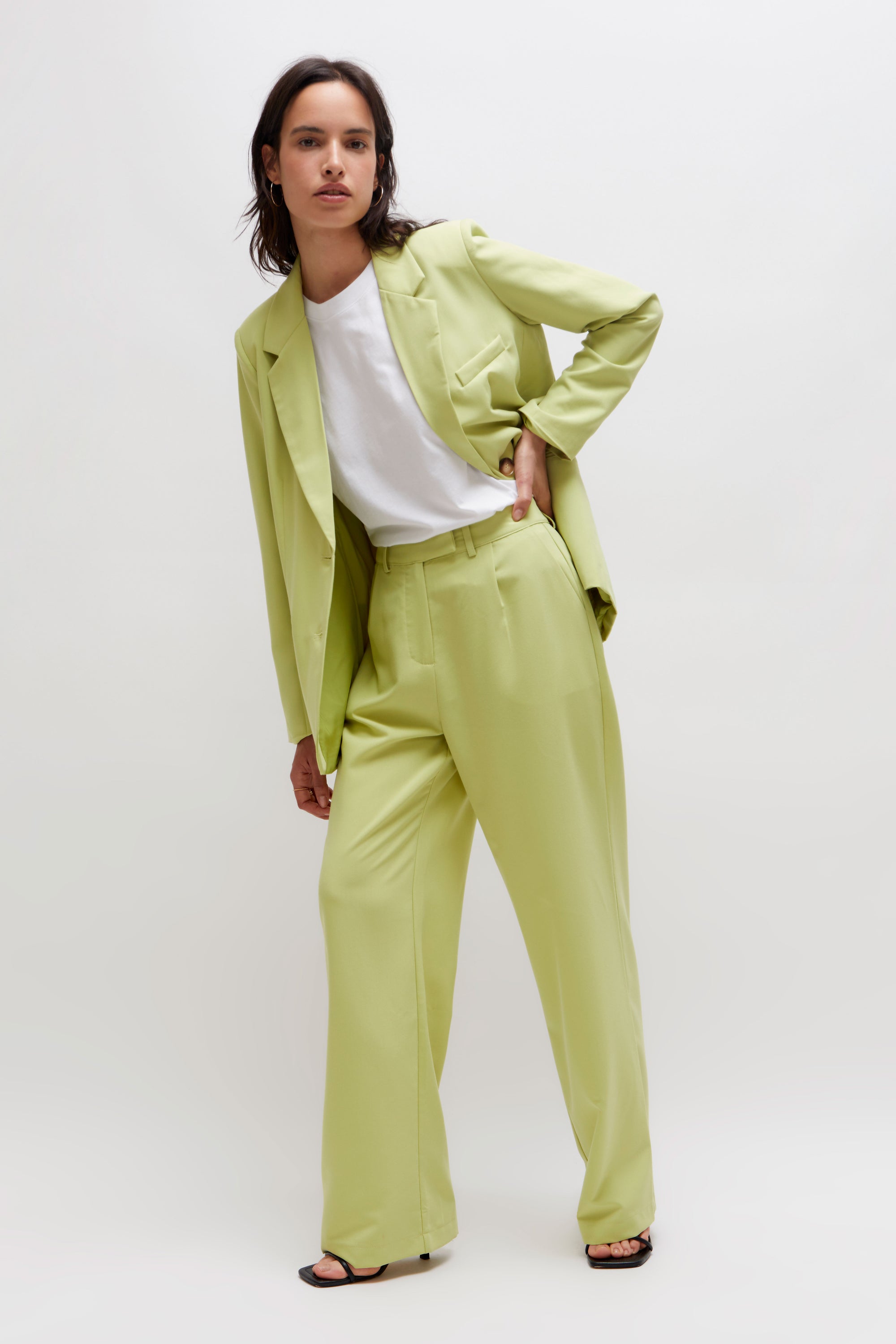 PANTALONI A PALAZZO COLOR VERDE CHIARO