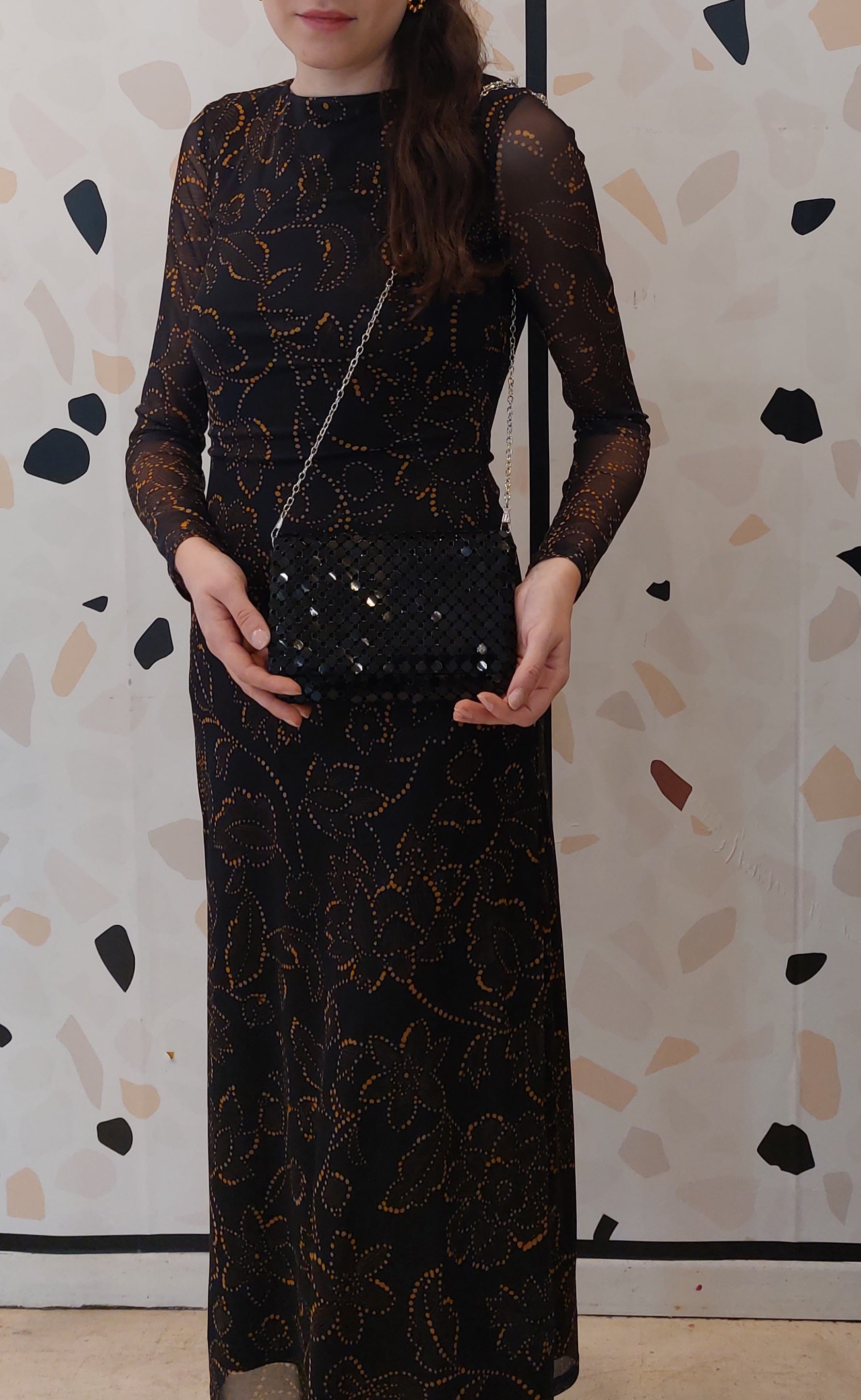 POCHETTE CON PAILLETTES NERA