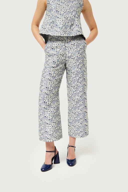 PANTALONI JACQUARD A FIORI