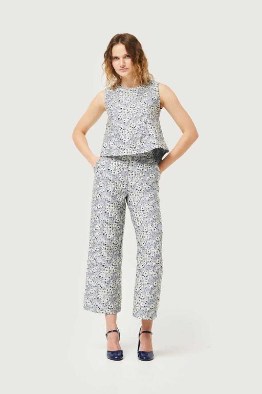 PANTALONI JACQUARD A FIORI