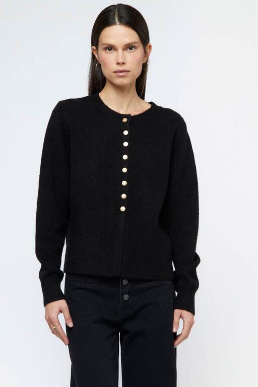 CARDIGAN NERO CON BOTTONCINI DORATI