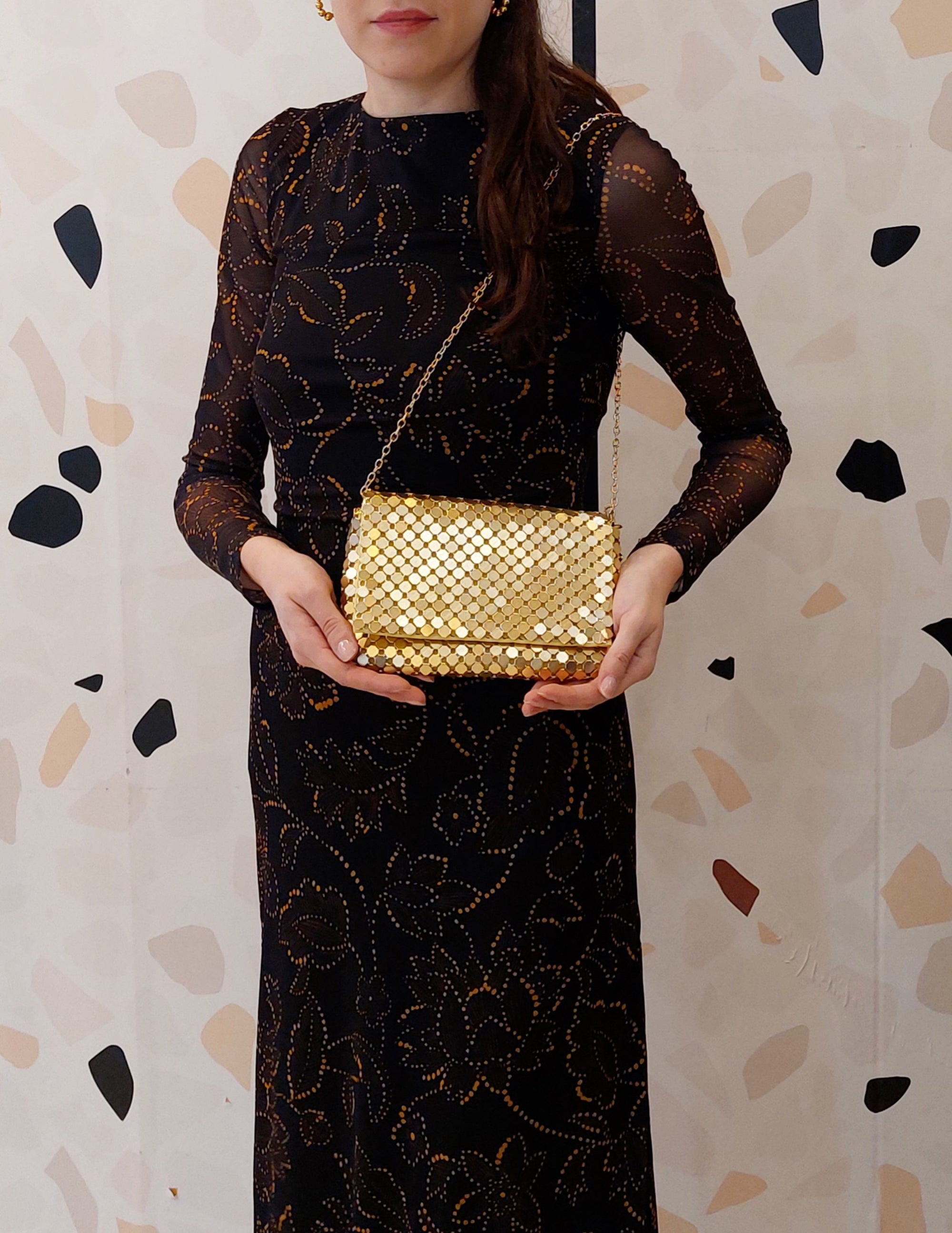 POCHETTE CON PAILLETTES ORO