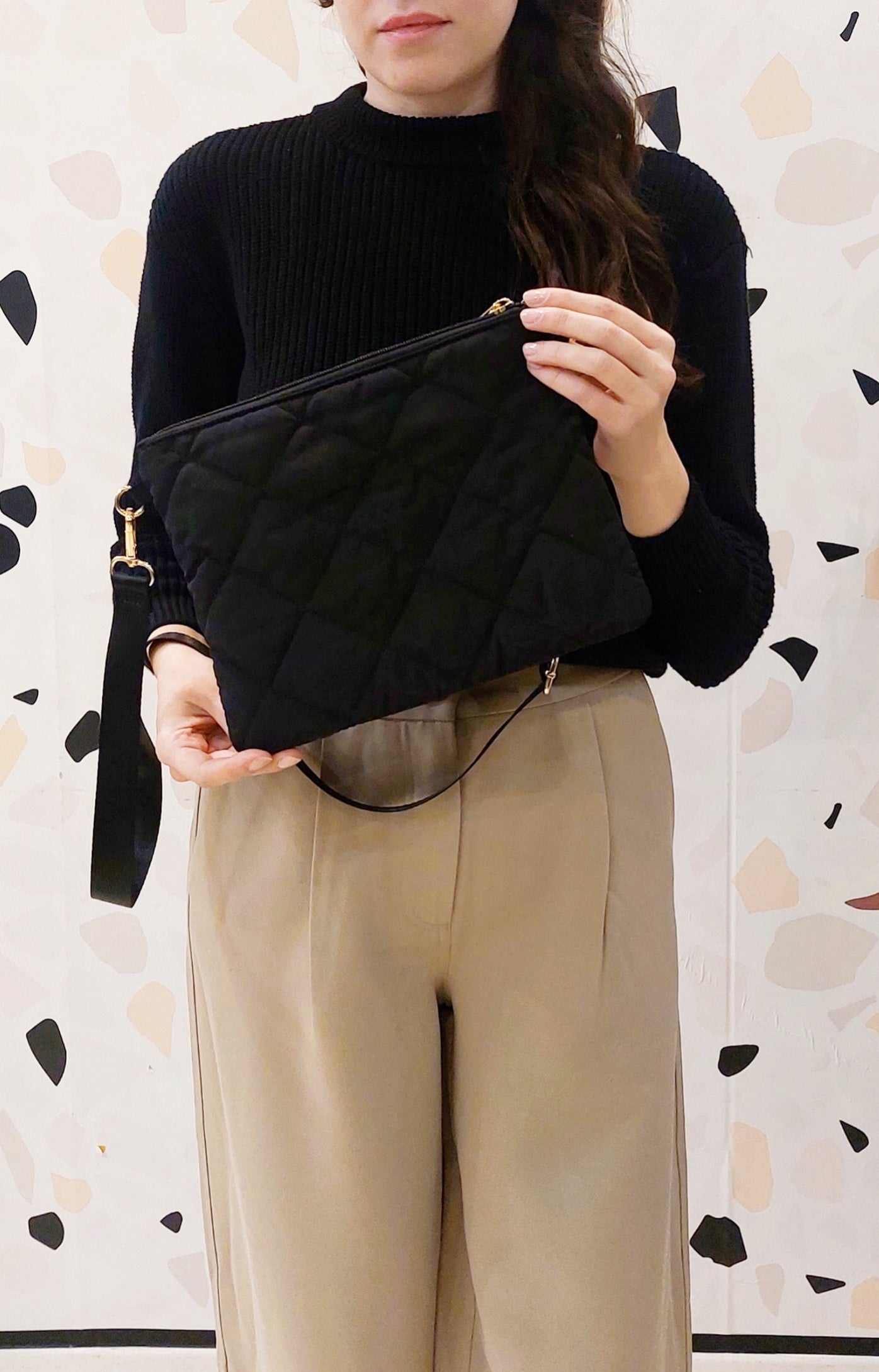 BORSA IMPERMEABILE TRAPUNTATA NERA