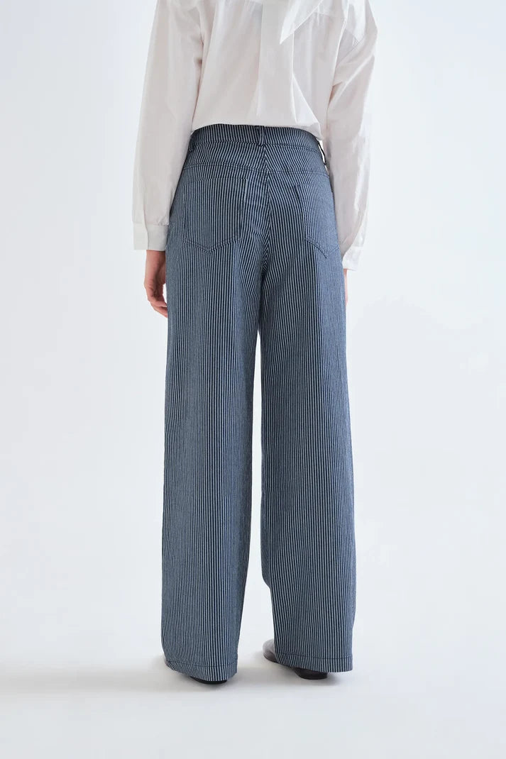 JEANS A RIGHE BLU E BIANCHE