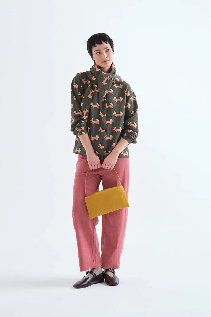 CAMICIA VERDE CON STAMPA VOLPI