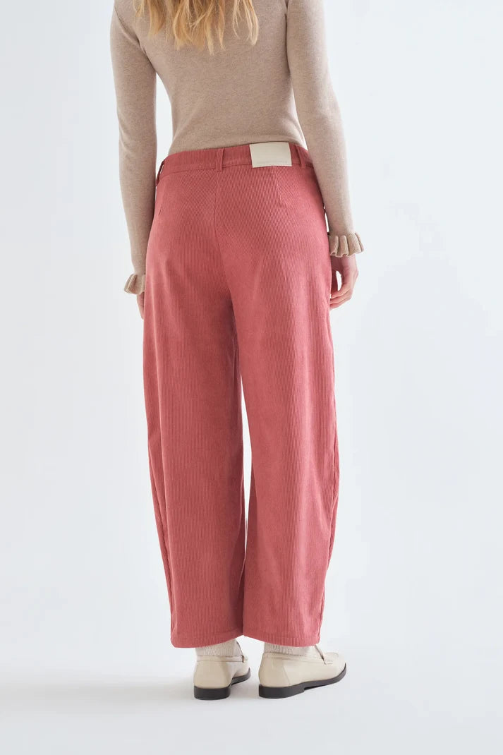 PANTALONI ROSA IN VELLUTO A COSTE