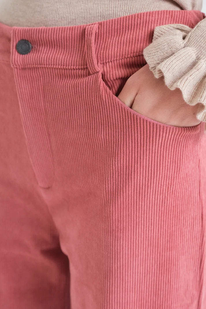 PANTALONI ROSA IN VELLUTO A COSTE