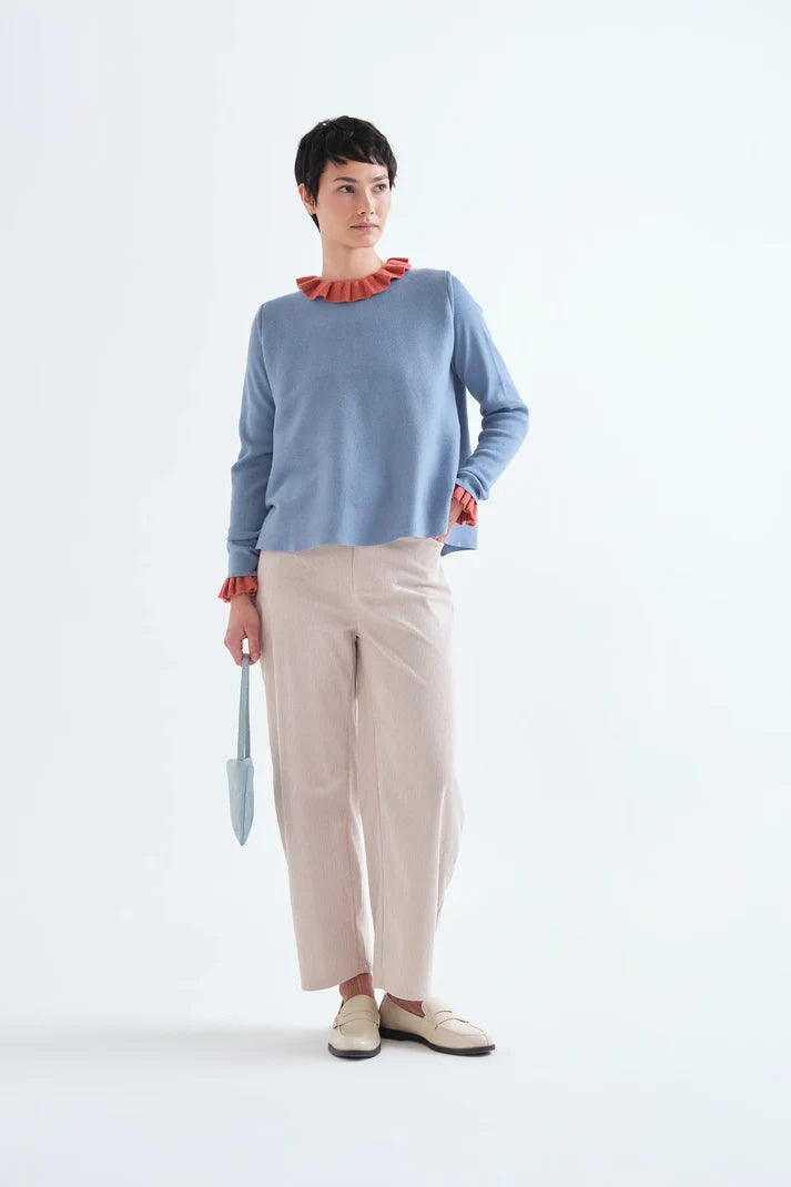 Pantaloni in velluto a coste écru