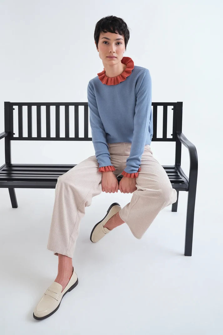 Pantaloni in velluto a coste écru