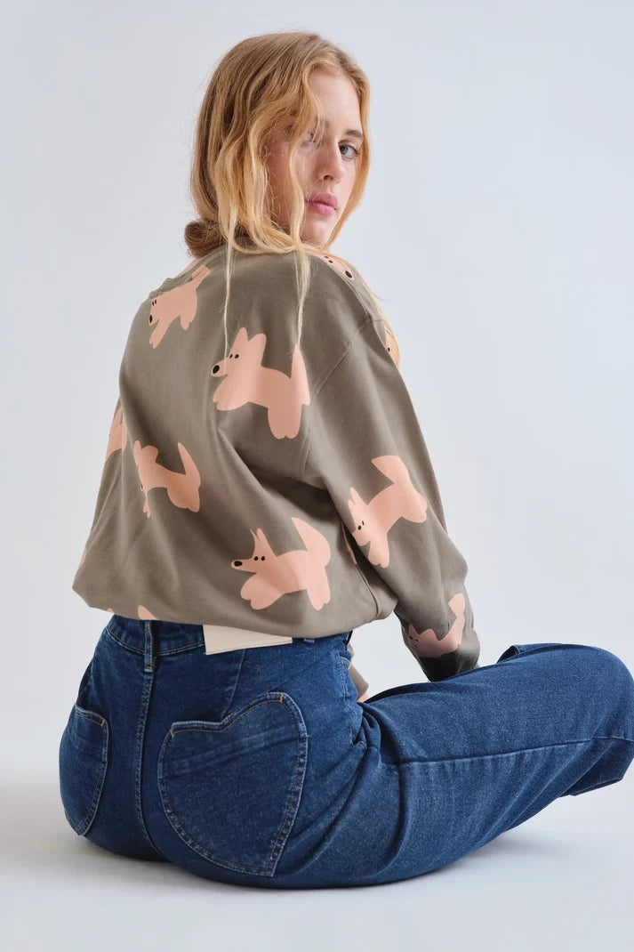 JEANS BLU SCURO A VITA ALTA CON TASCHE A CUORE