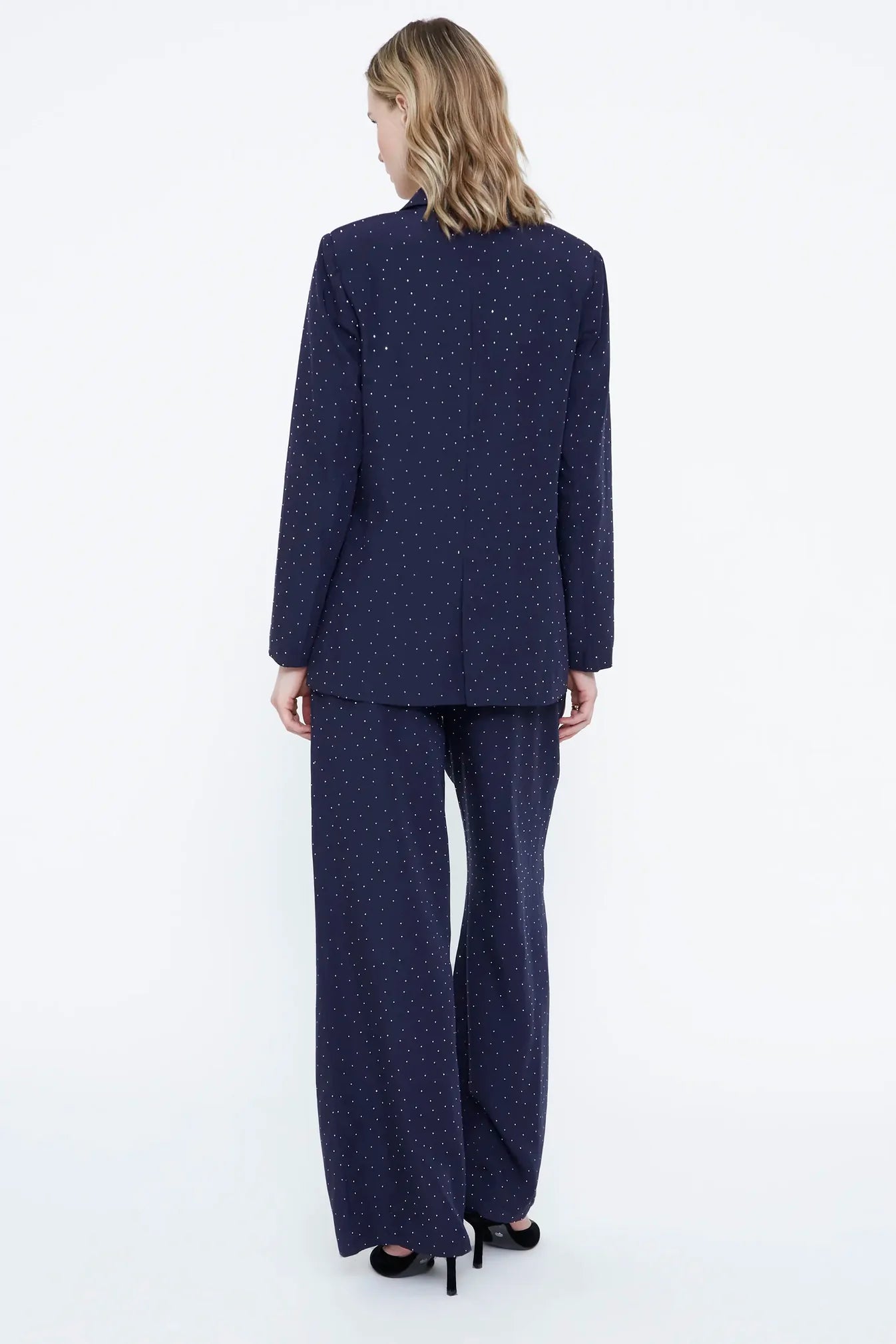 BLAZER BLU NAVY IN CREPE CON APPLICAZIONI