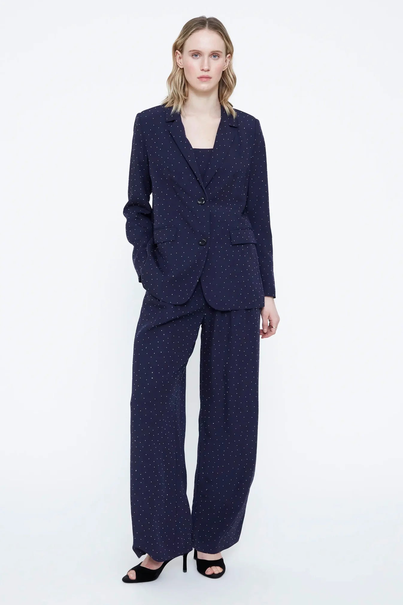 BLAZER BLU NAVY IN CREPE CON APPLICAZIONI