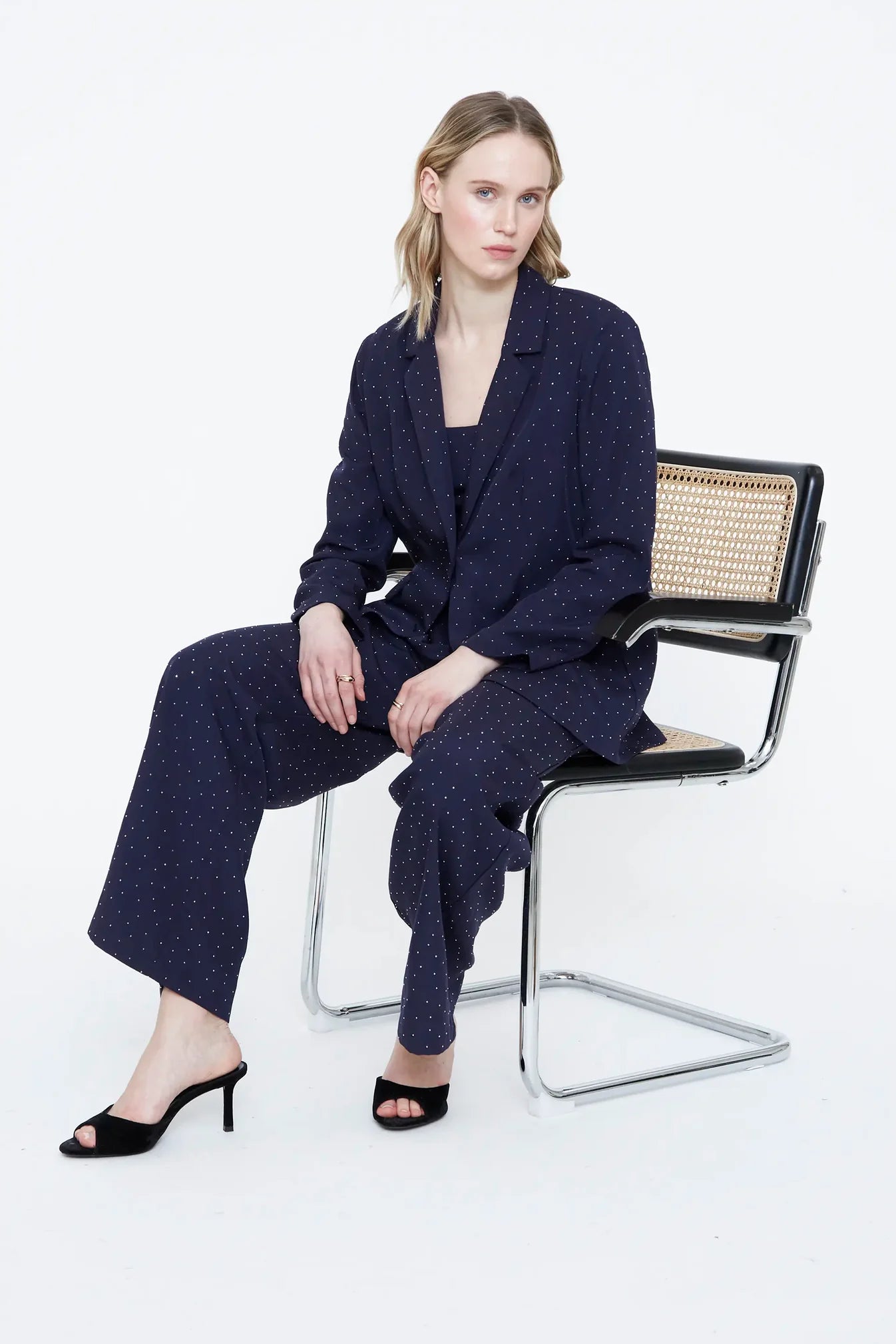 BLAZER BLU NAVY IN CREPE CON APPLICAZIONI