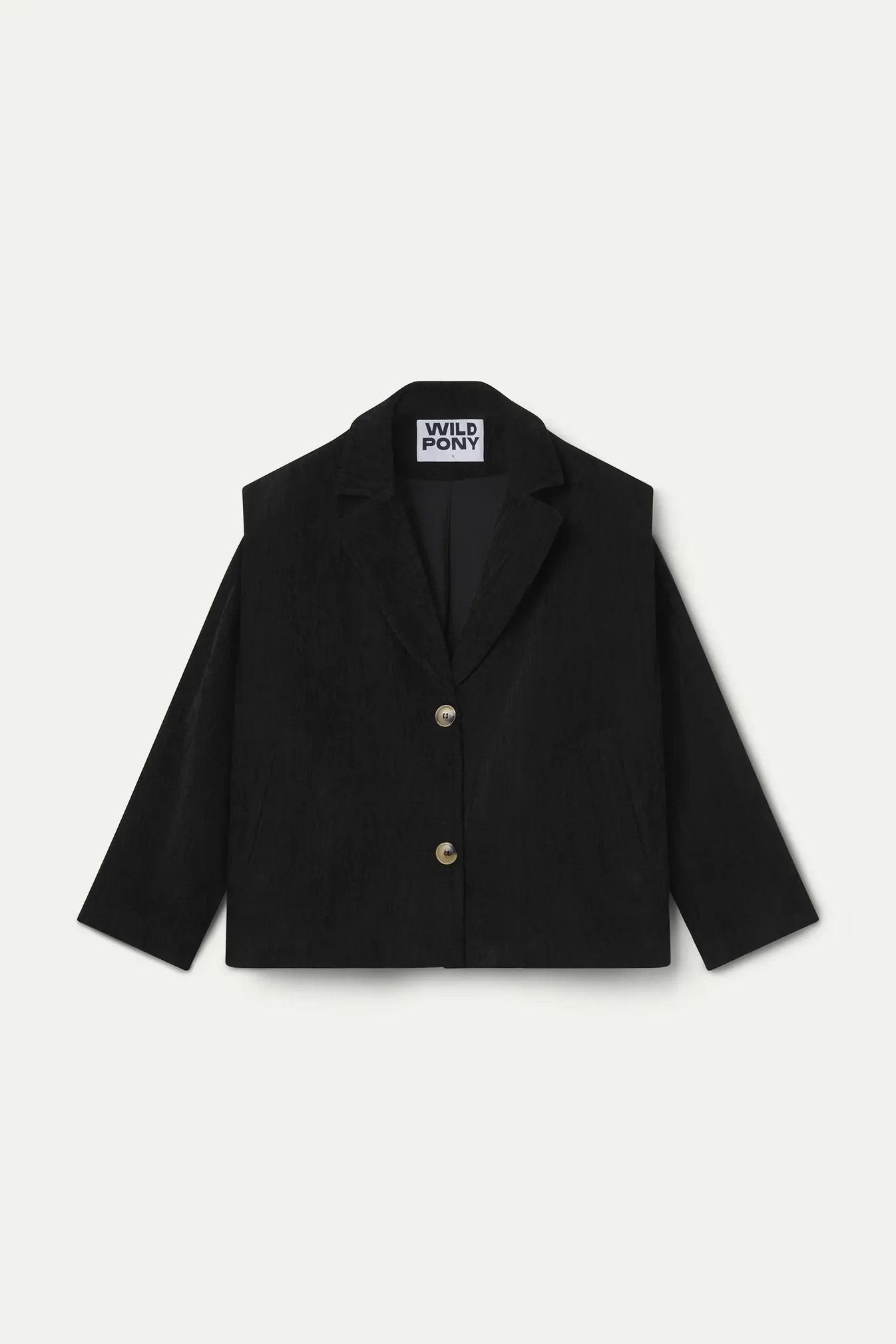 BLAZER NERO IN VELLUTO CON SPALLINE