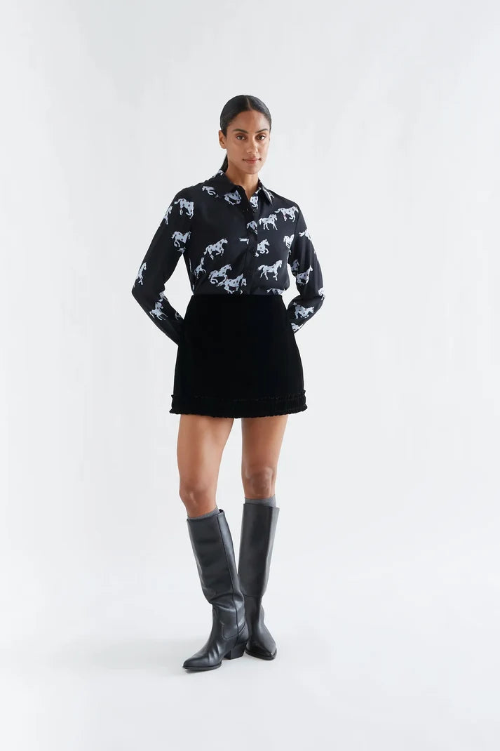 Camicia con stampa cavalli in viscosa