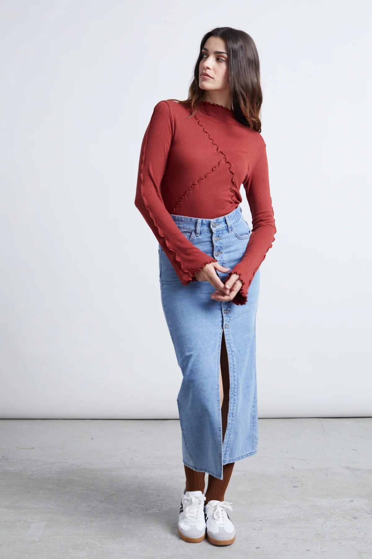 Gonna di jeans con bottoni discount