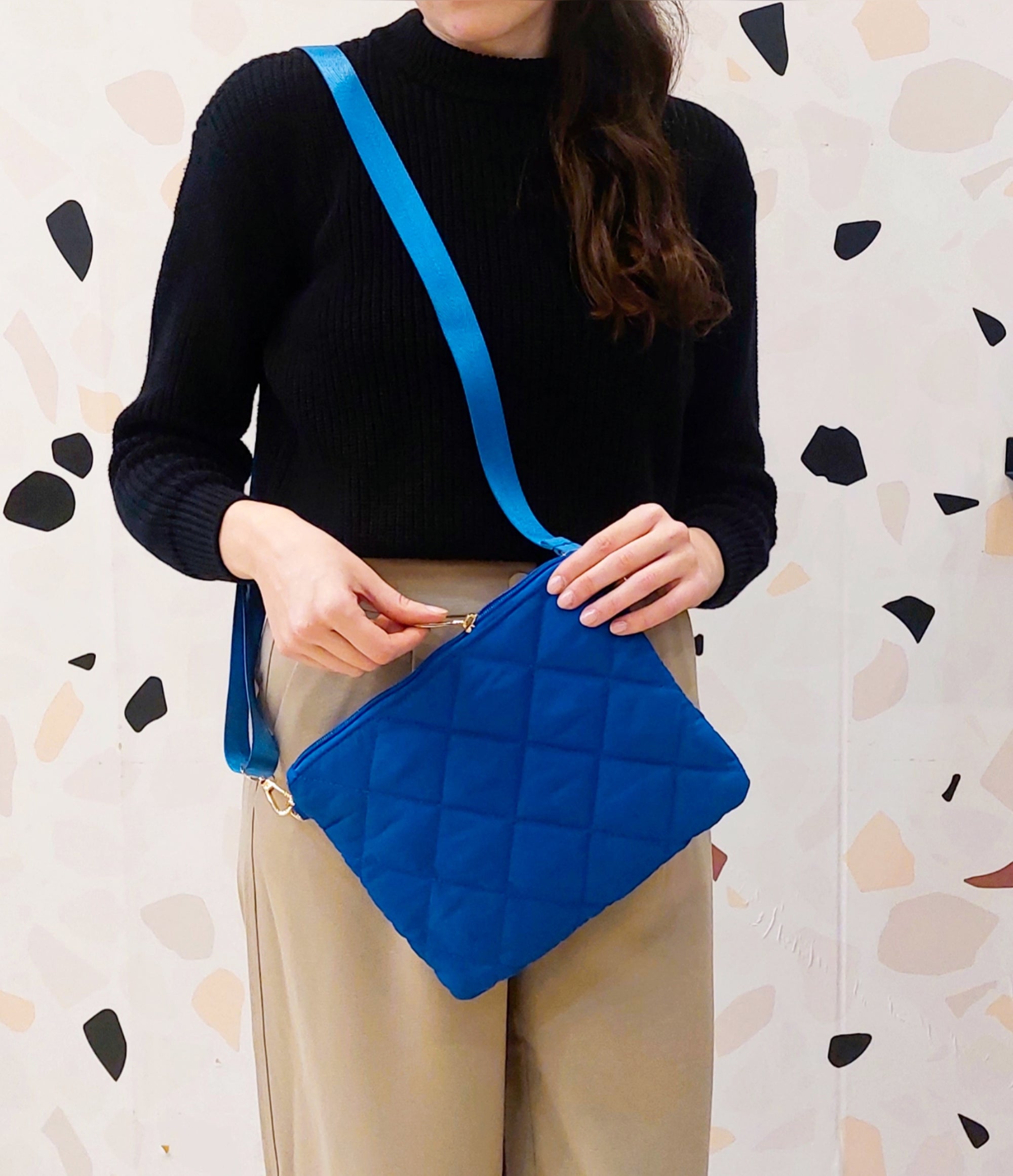 BORSA IMPERMEABILE TRAPUNTATA BLU