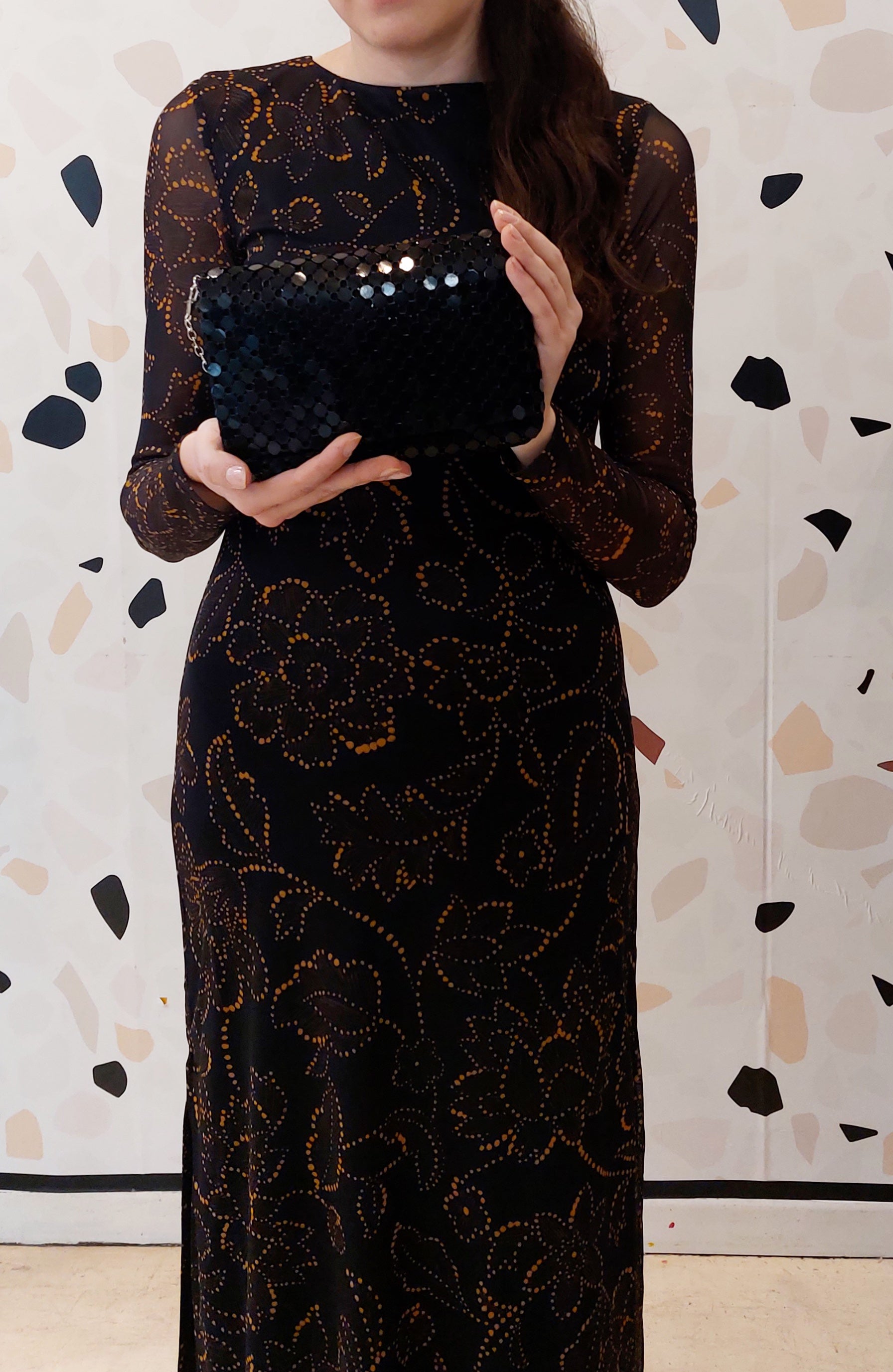 POCHETTE CON PAILLETTES NERA