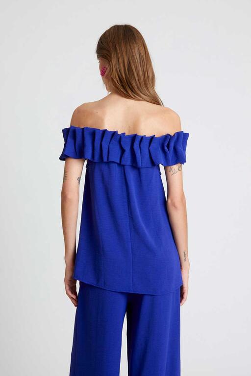 TOP VOLANT BLU