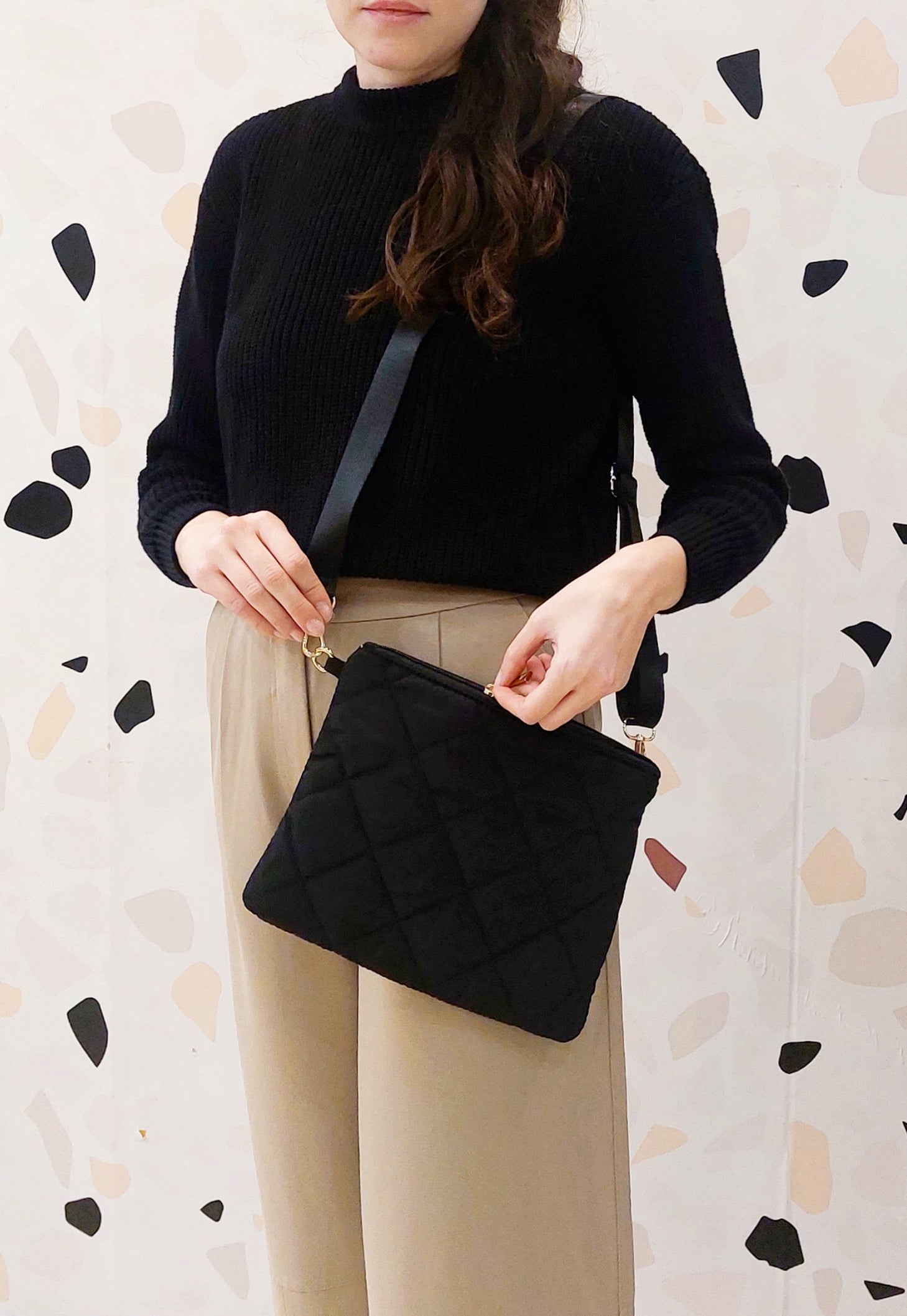 BORSA IMPERMEABILE TRAPUNTATA NERA