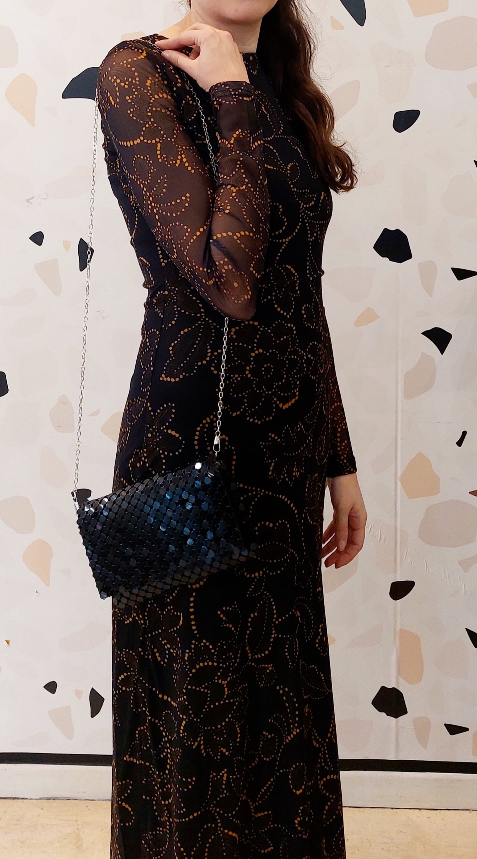 POCHETTE CON PAILLETTES NERA