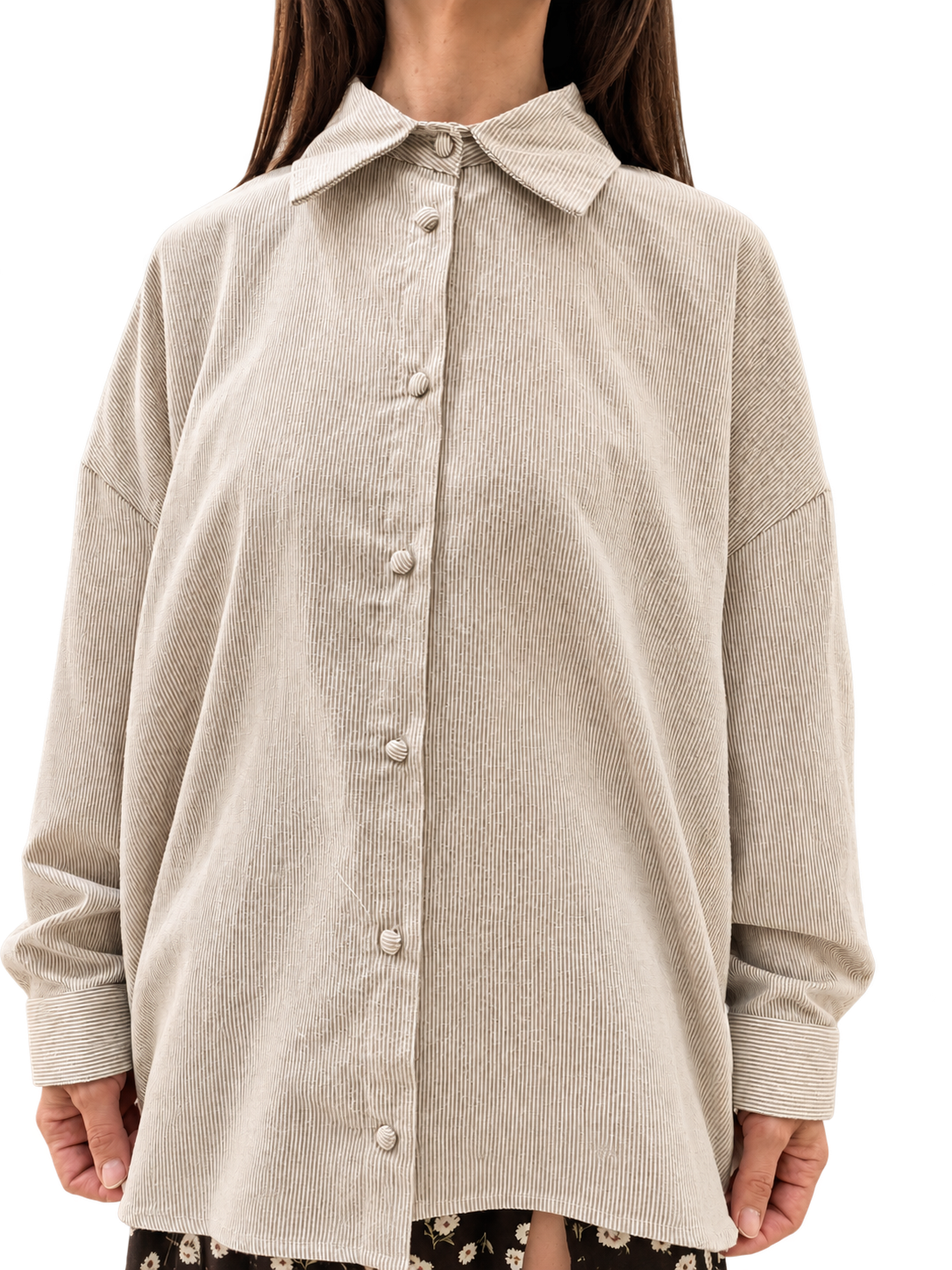 CAMICIA IN 100% COTONE – RIGHE BEIGE