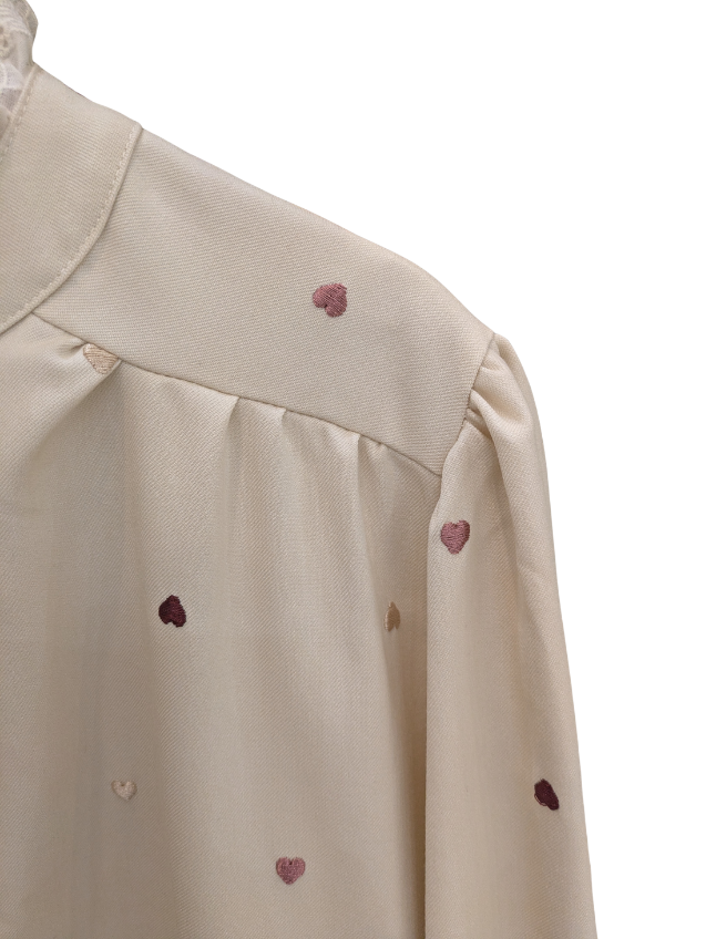 CAMICIA IN COTONE CON CUORI E PIZZO