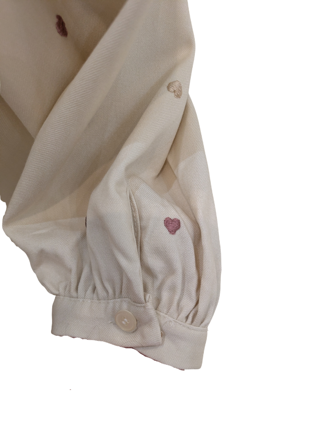 CAMICIA IN COTONE CON CUORI E PIZZO