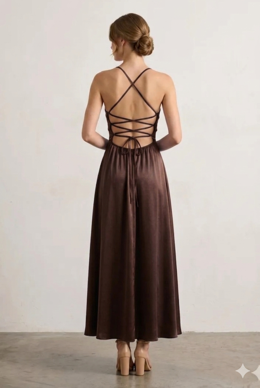 ABITO SATIN CIOCCOLATO