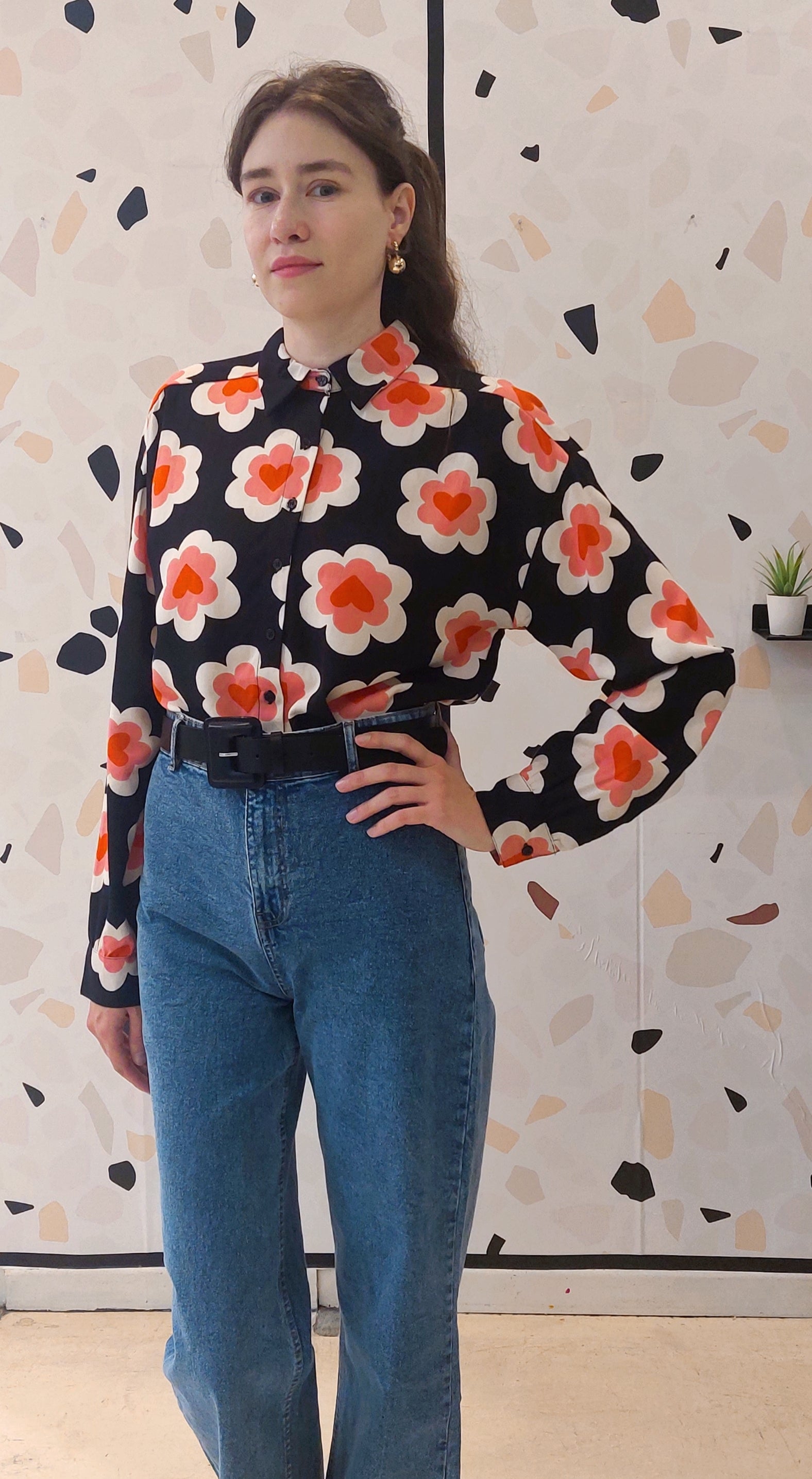 CAMICIA CON FIORI ROSA