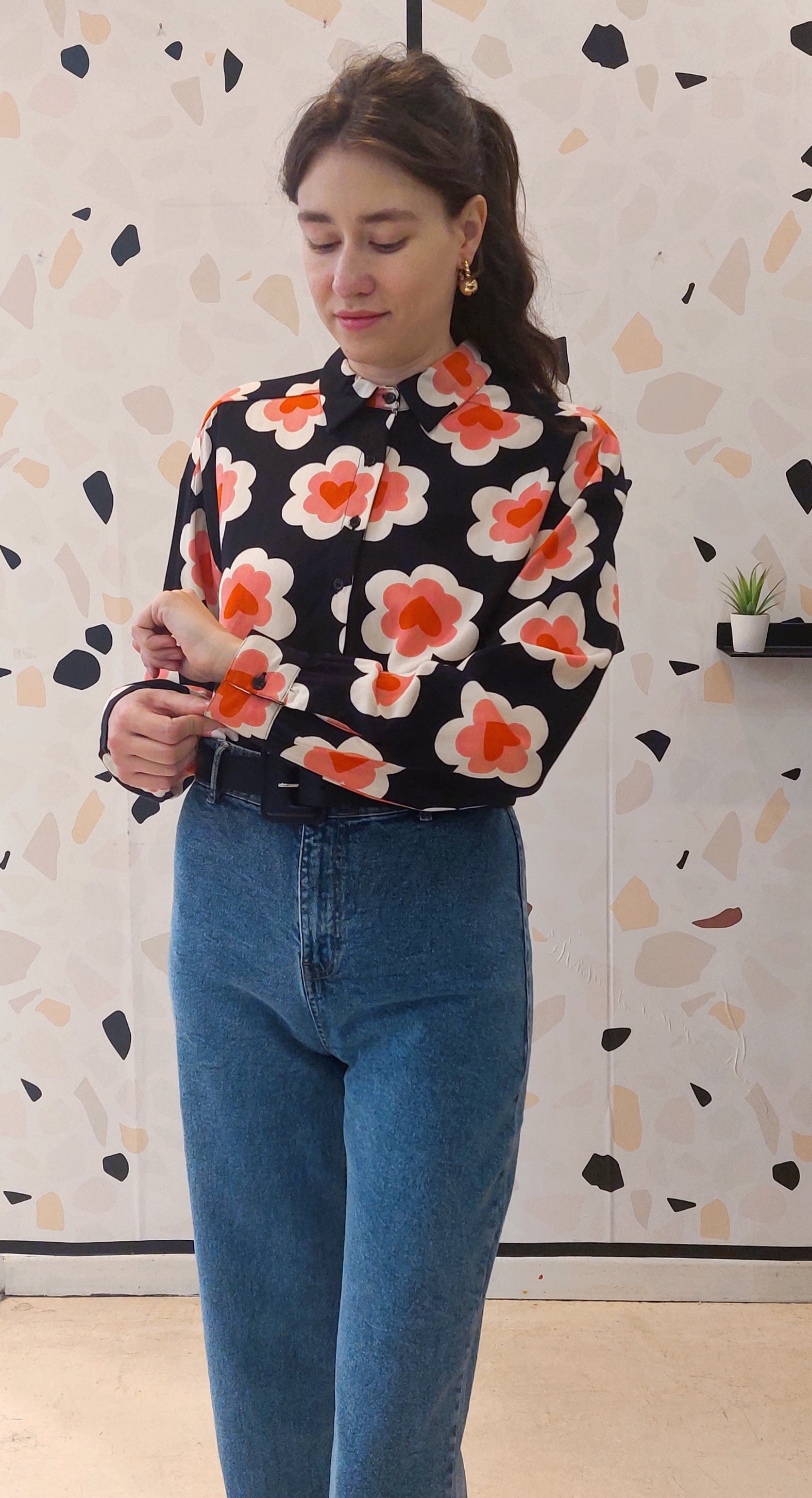 CAMICIA CON FIORI ROSA