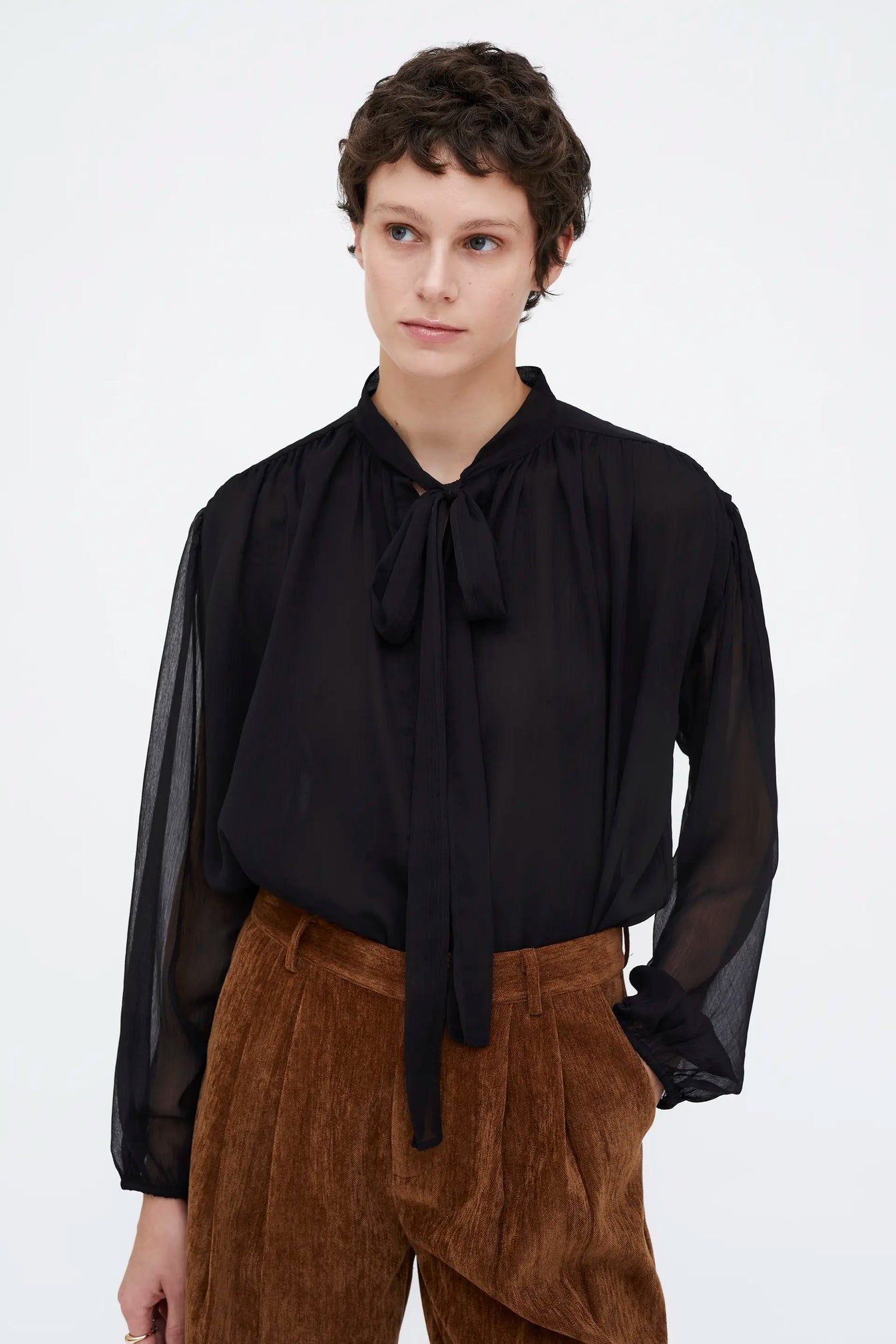 CAMICIA IN CHIFFON NERA