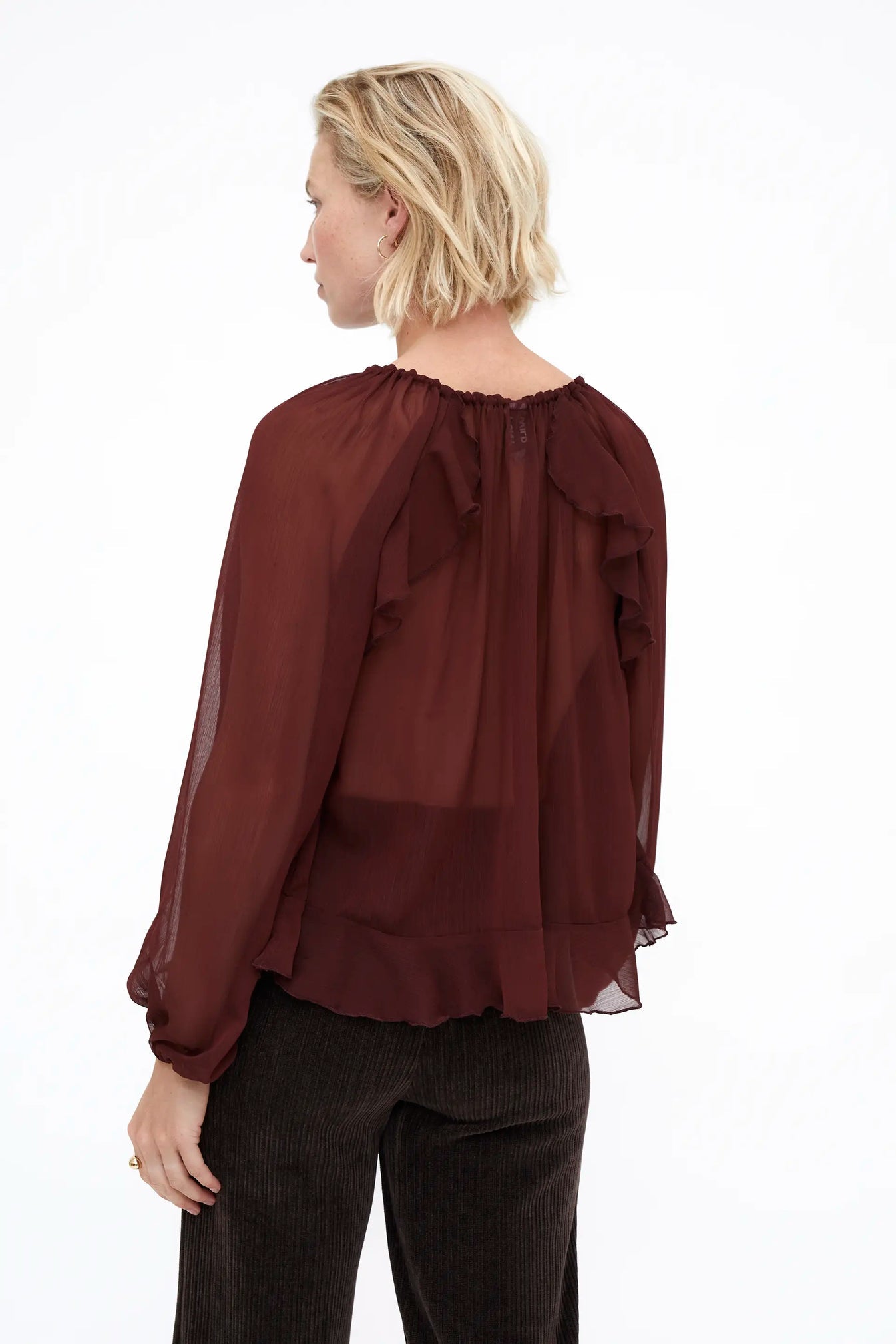 TOP IN CHIFFON MARRONE
