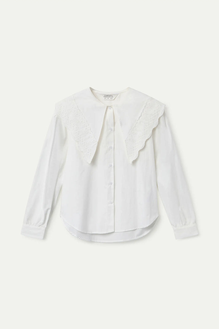 CAMICIA BIANCA CON COLLETTO RICAMATO