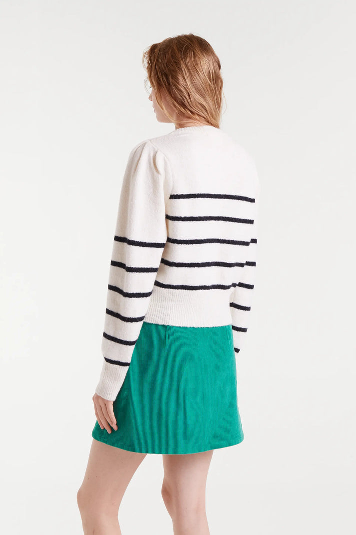 CARDIGAN BIANCO A RIGHE NERE