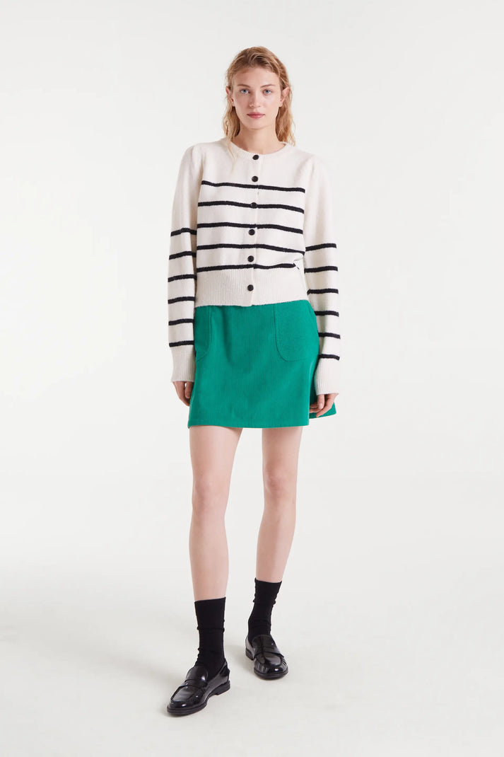 CARDIGAN BIANCO A RIGHE NERE